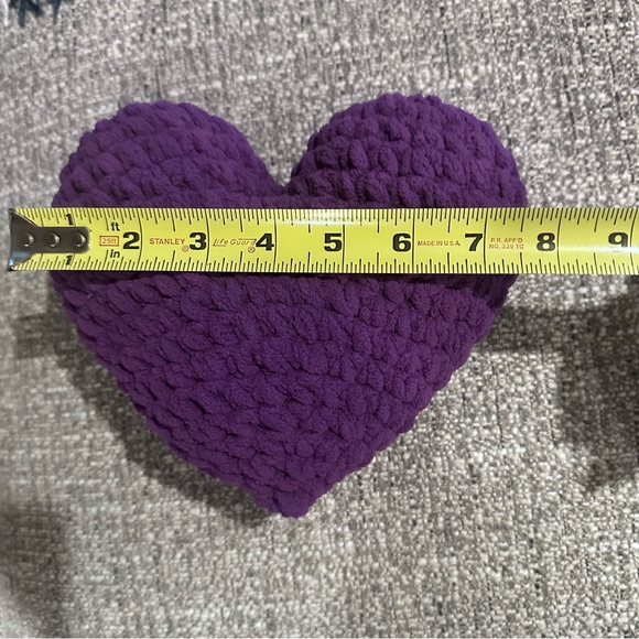 Super soft, deep, purple heart pillow. Handmade, plush Valentine’s heart. - Picture 2 of 6